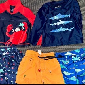 Lot/bundle (5) of boys ocean/nautical swim rash guard set 6-9M